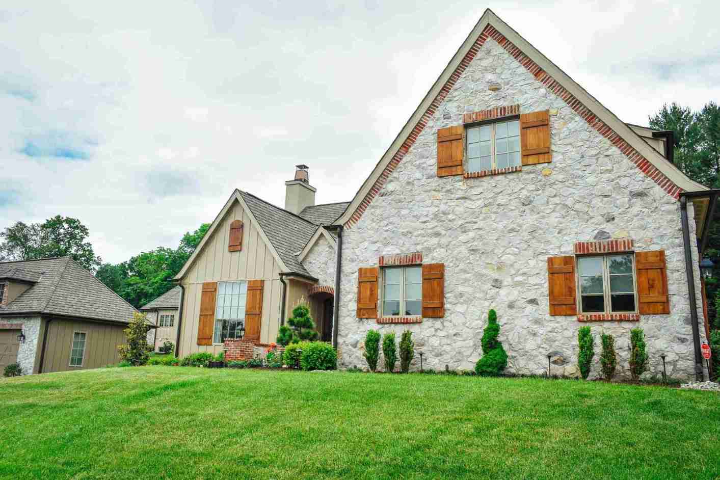 Custom estate landscaping design with mature plantings in Chester County