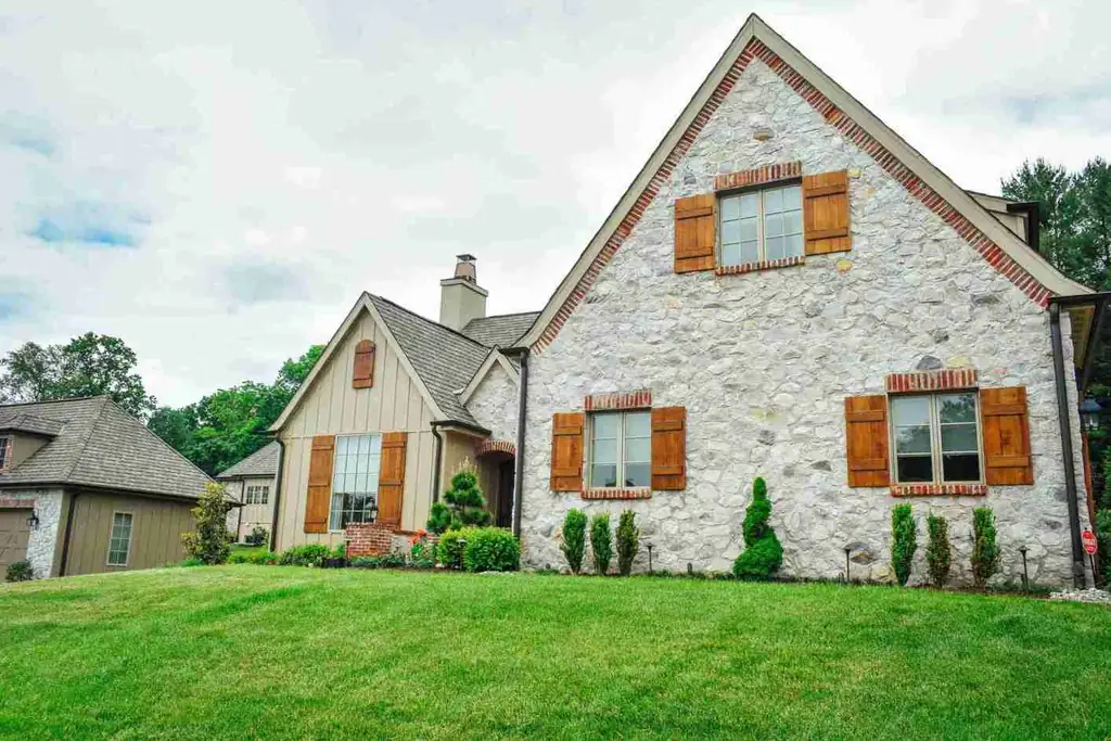 Custom estate landscaping design with mature plantings in Chester County